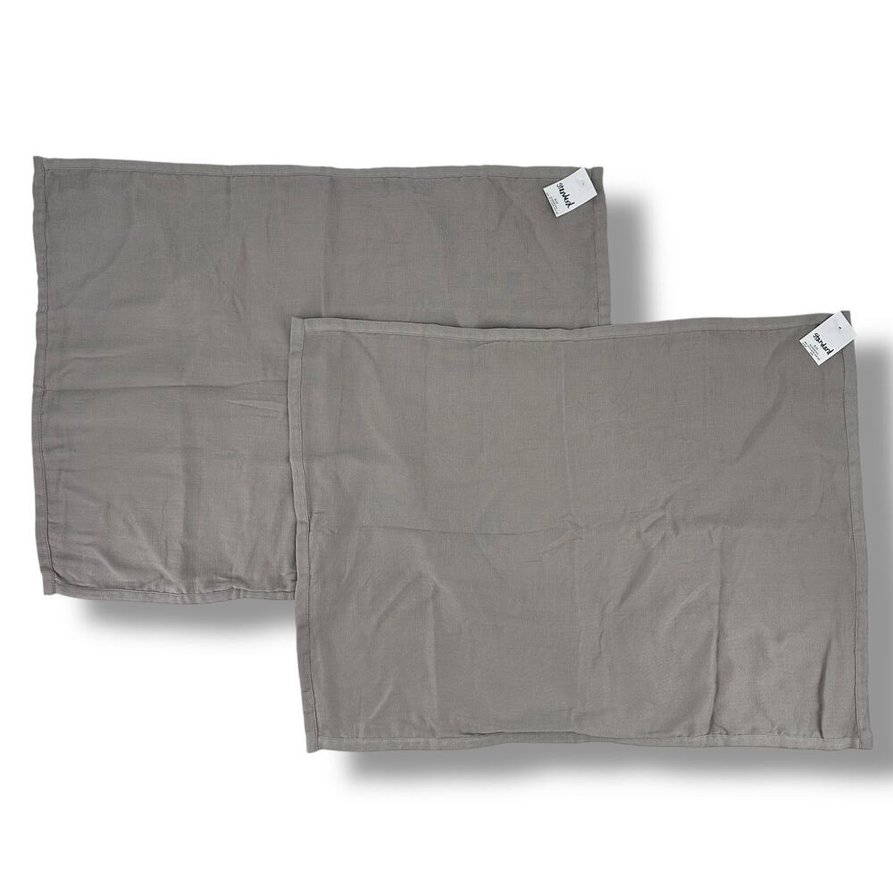 Restoration Hardware Washed Cotton Gauze Pillow Sham Gray Standard Size Set X2